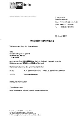 Bescheinigung IHK